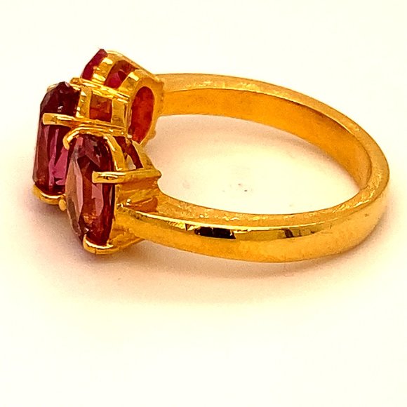 Red Pink Spinel 4.15ct Solid 22K Yellow Gold Ring - Picture 5 of 6